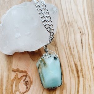 ✨Reiki Charged✨ Wire Wrapped Amazonite Necklace